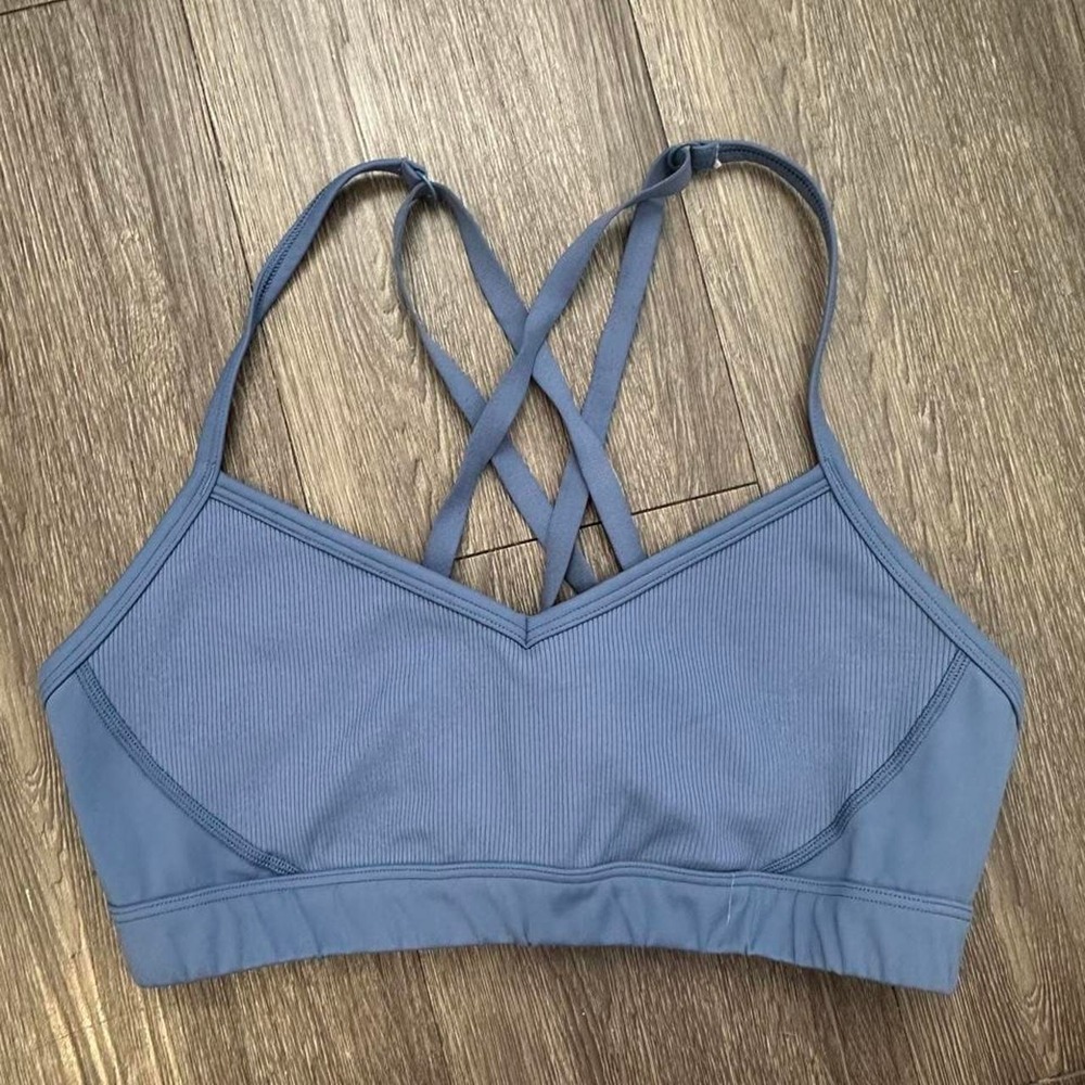 OFFLINE by Aerie Goals Slate Blue Strappy High Support Sports Bra Size L
